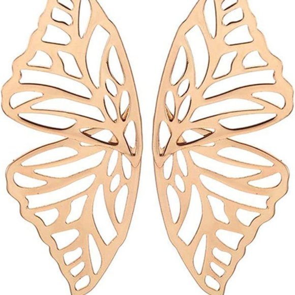 Butterfly Golden Big Earrings - Picture 5 of 6